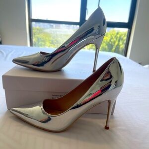 Silver metallic heels